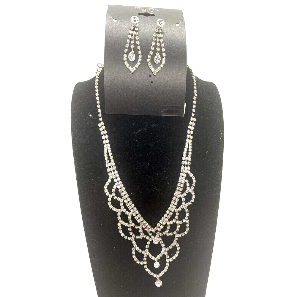 Necklace & Earrings Set Rhinestone Fashion Costume Jewelry